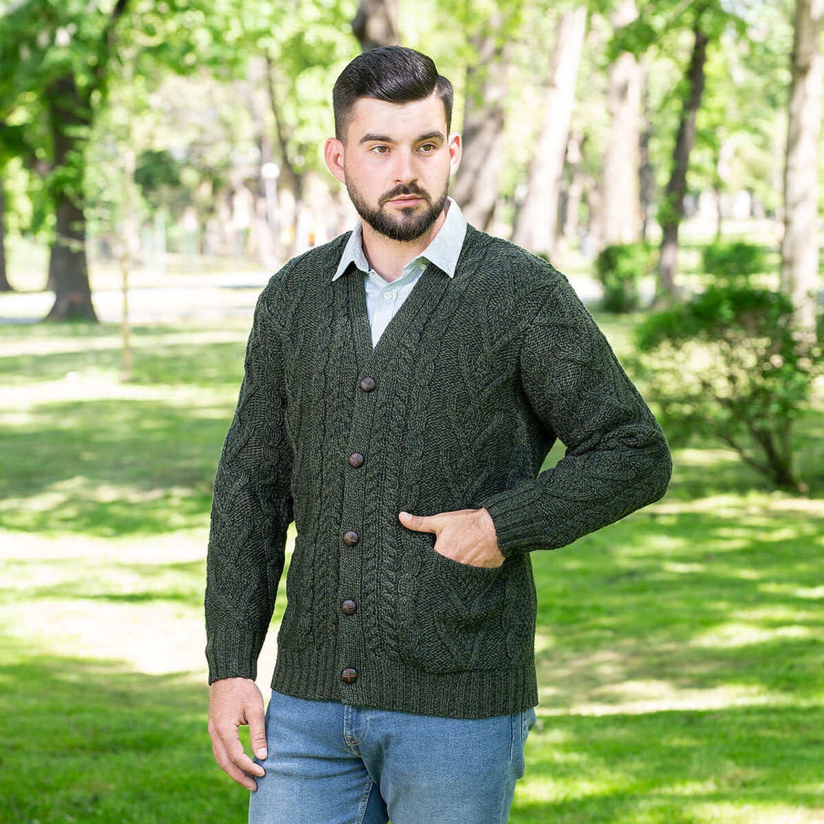 V Neck Cable Cardigan – Funky Skunk