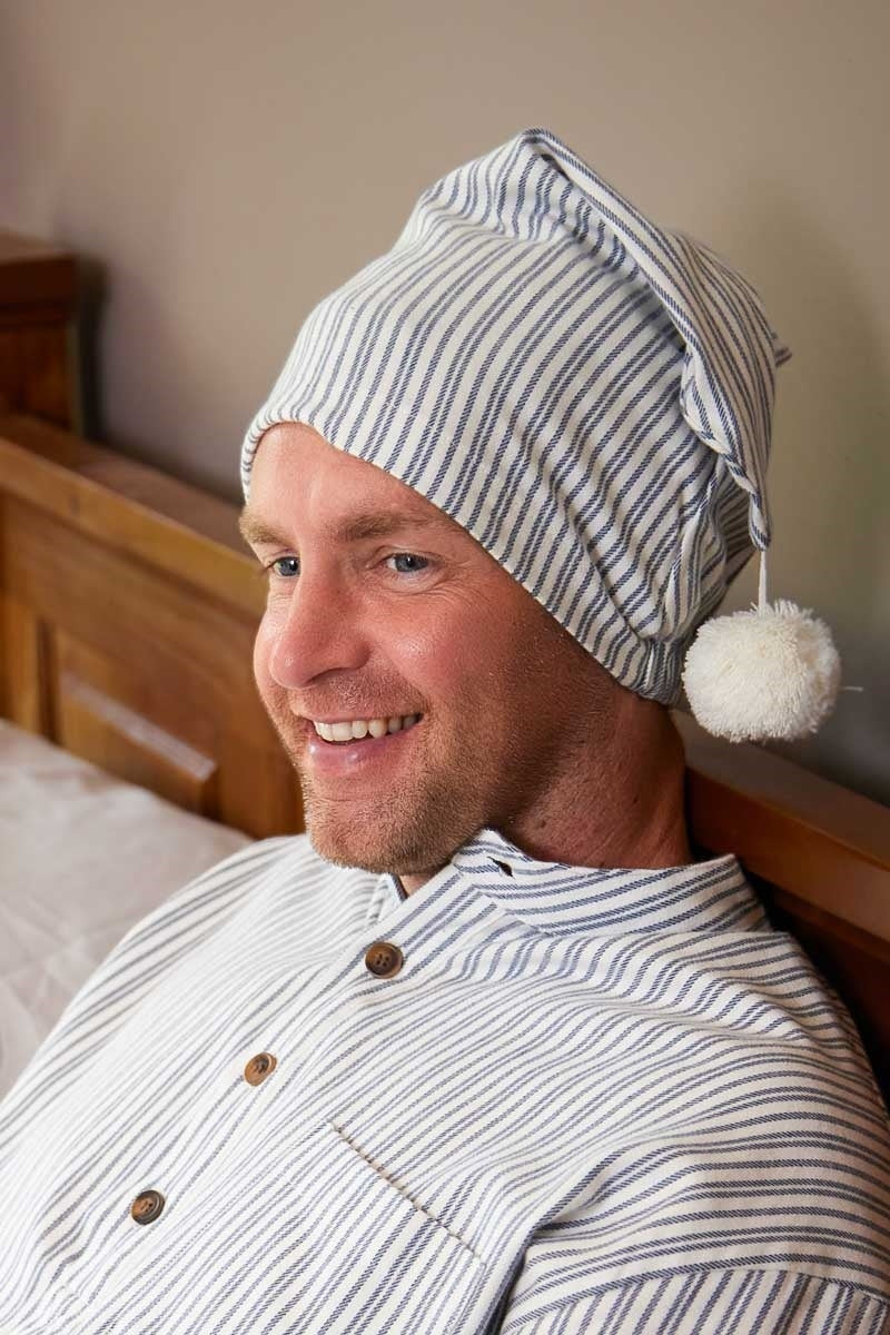 Lee Valley Cotton Flannel Nightcap - Blue/Ivory Stripe – Funky Skunk