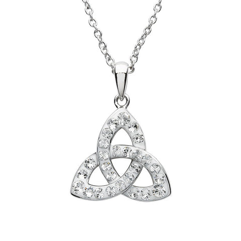 White Crystal Trinity Knot Necklace