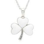 Platinum Plated Shamrock White Enamel Necklace