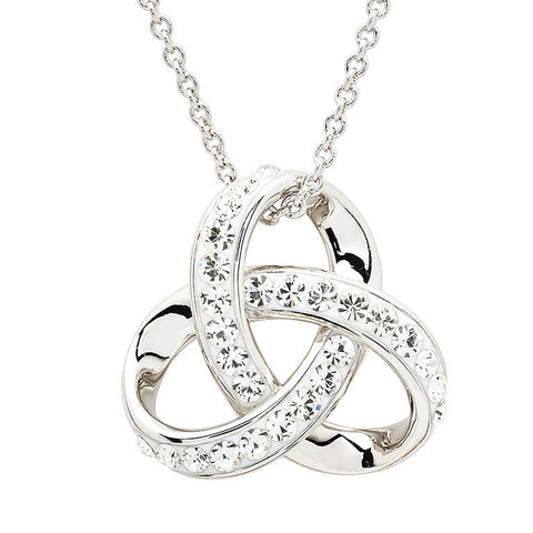 Platinum Plated Trinity Crystal Necklace