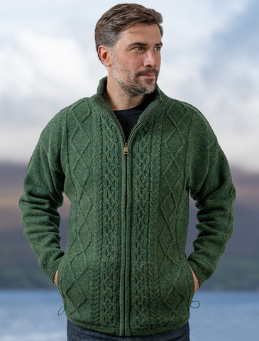 Windproof Aran Style Jacket - Pickle