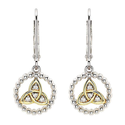 Gold Plated Trinity Knot Drop Earrings