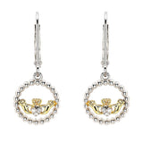 Gold Plated Claddagh Drop Earrings