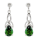 Emerald Green Cubic Zirconia Trinity Knot Earrings