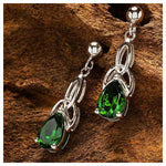 Emerald Green Cubic Zirconia Trinity Knot Earrings