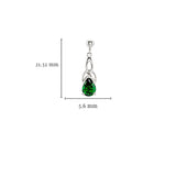 Emerald Green Cubic Zirconia Trinity Knot Earrings