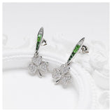 Green & White CZ Shamrock Earrings