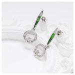 Green & White CZ Claddagh Earrings