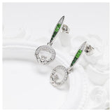 Green & White CZ Claddagh Earrings