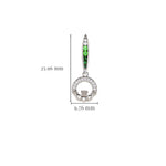 Green & White CZ Claddagh Earrings