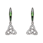 Green & White CZ Trinity Earrings