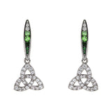 Green & White CZ Trinity Earrings