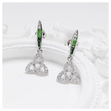 Green & White CZ Trinity Earrings