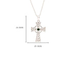 Sterling Silver Green Cubic Zirconia Irish Cross Pendant