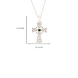 Sterling Silver Green Cubic Zirconia Irish Cross Pendant