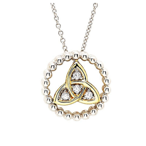 Gold Plaited Trinity Knot White Crystal Necklace