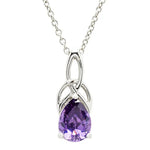 Sterling Silver Cubic Zirconia Amethyst Trinity Necklace