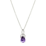 Sterling Silver Cubic Zirconia Amethyst Trinity Necklace