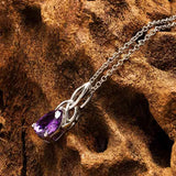 Sterling Silver Cubic Zirconia Amethyst Trinity Necklace