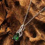 Sterling Silver Emerald Cubic Zirconia Trinity Knot Necklace