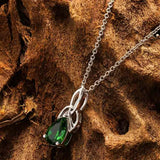 Sterling Silver Emerald Cubic Zirconia Trinity Knot Necklace