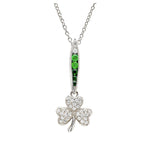 Green & White CZ Shamrock Necklace