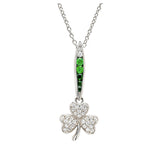 Green & White CZ Shamrock Necklace
