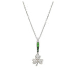 Green & White CZ Shamrock Necklace