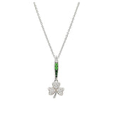 Green & White CZ Shamrock Necklace