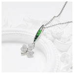 Green & White CZ Shamrock Necklace