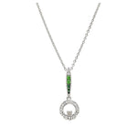 Green & White CZ Claddagh Necklace