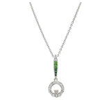 Green & White CZ Claddagh Necklace