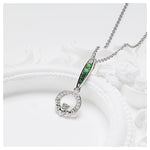 Green & White CZ Claddagh Necklace