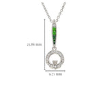 Green & White CZ Claddagh Necklace
