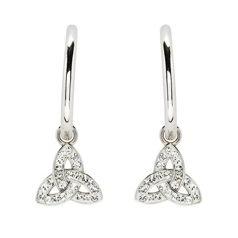 Sterling Silver Crystal Trinity Hoop Earrings