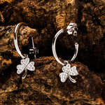 Sterling Silver Crystal Shamrock Hoop Earrings