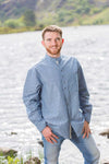 Vintage Cotton Shirt - White Pin Stripe on Blue