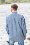 Vintage Cotton Shirt - White Pin Stripe on Blue