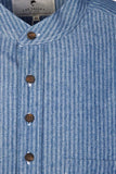 Vintage Cotton Shirt - White Pin Stripe on Blue