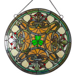 Shamrock Fleur-De-Lis Stained Glass - 18 inches