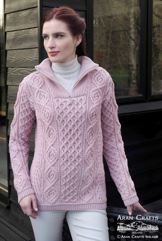 Headford Luxurious Half Zip Sweater - Dusty Pink