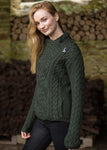 Cable Knit Side Zip Jacket - Army Green