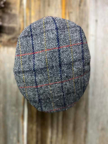 Vintage Tweed Cap - Gray & Red Checkered