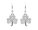 Platinum Plated White Shamrock Earrings