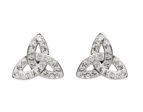 Platinum Plated White Trinity Earrings