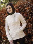 Aran Heart Design Zip Cardigan - Natural