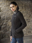 Aran Heart Design Zip Cardigan - Charcoal