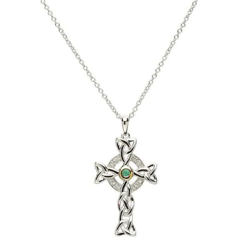ShanOre Green Trinity Knot Cross Necklace