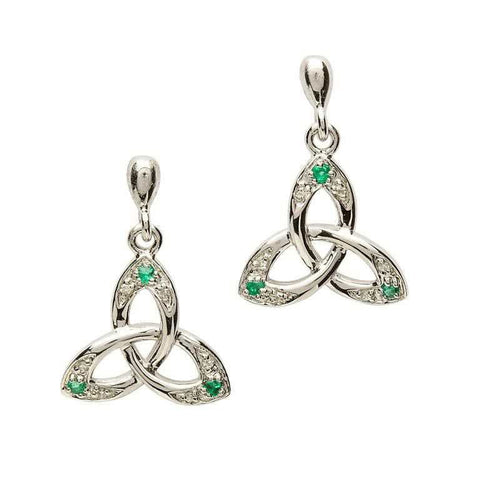 Emerald Trinity Knot Earrings